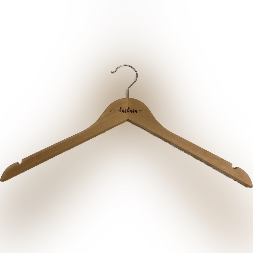 personalized “barbara” wooden clothes hanger
